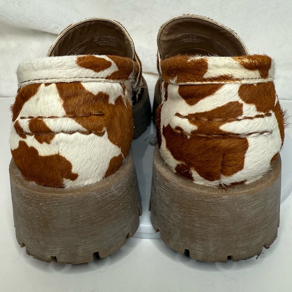 Steve Madden Lawrence-C Leather Loafers Brown & White Animal Print Womens 7M - Picture 3 of 7